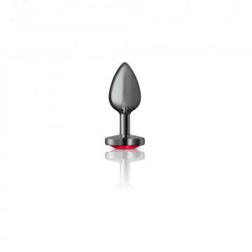 Cheeky Charms Heart Deep Red Small Gunmetal Butt Plug