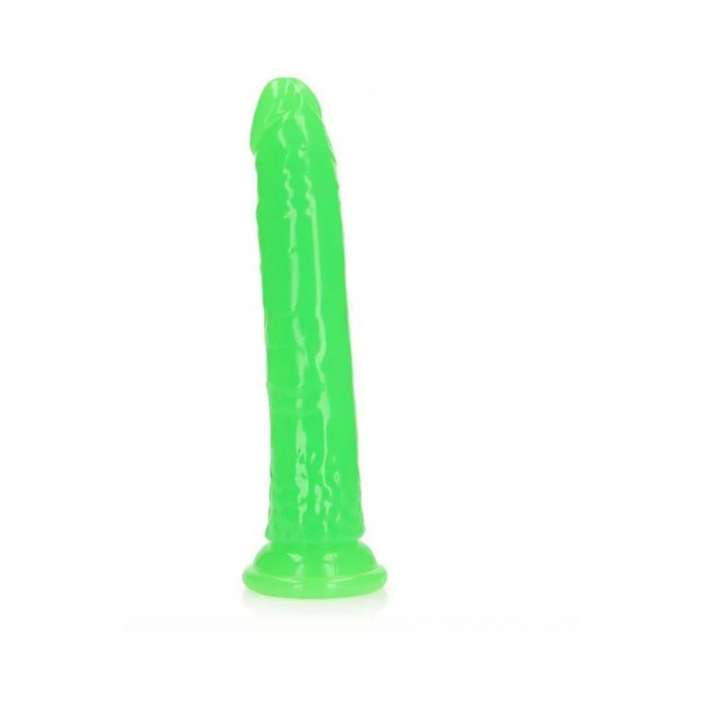Realrock Glow In The Dark Slim 9 In. Dildo Neon Green