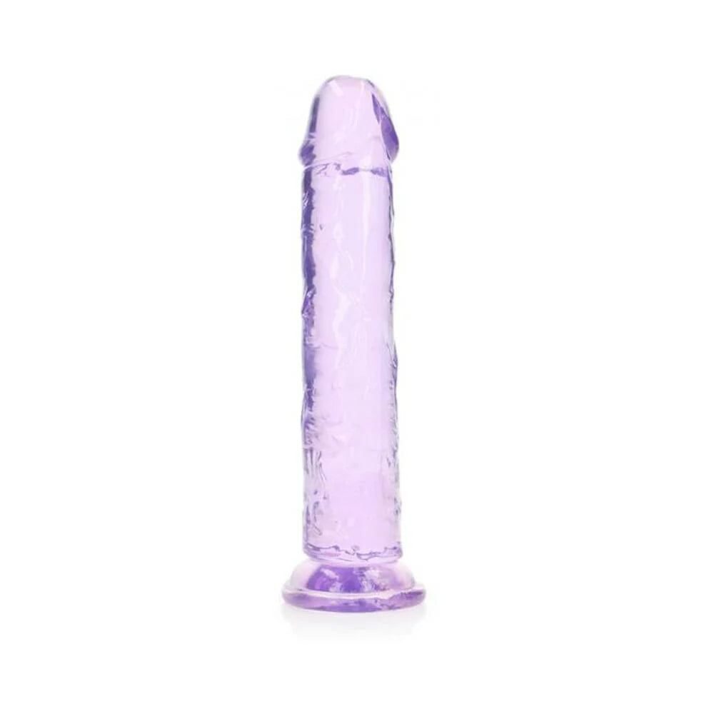 Realrock Crystal Clear Straight 9 In. Dildo Without Balls Purple