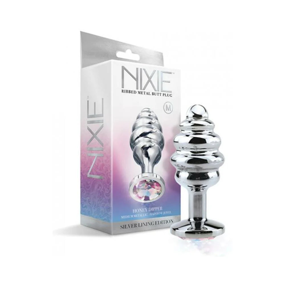 Nixie Ribbed Metal Butt Plug Honey Dipper Medium