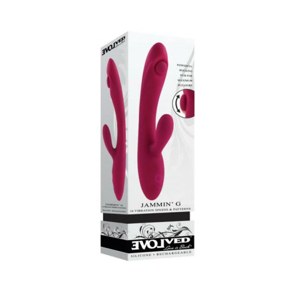 Evolved Jammin G Rechargeable Tapping Dual Stim Vibe Silicone Pink