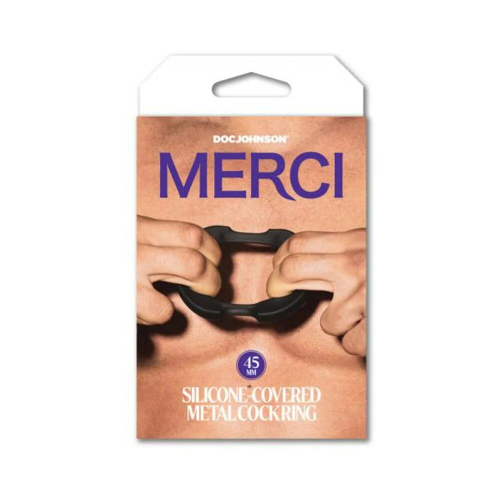 Merci Silicone Covered Metal Cock Ring 45mm Black
