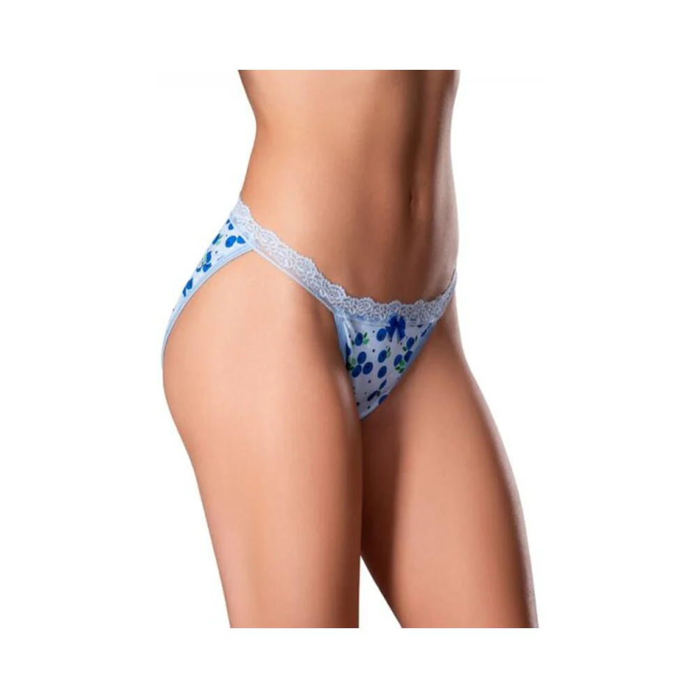 Magic Silk Sweet Treats Split Back & Crotchless Panty With Lube Blueberry S/m