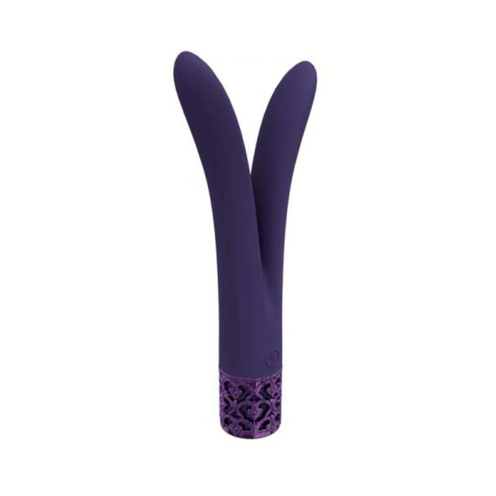 Royal Gems Dueling Queens Silicone Rechargeable Vibrator Purple