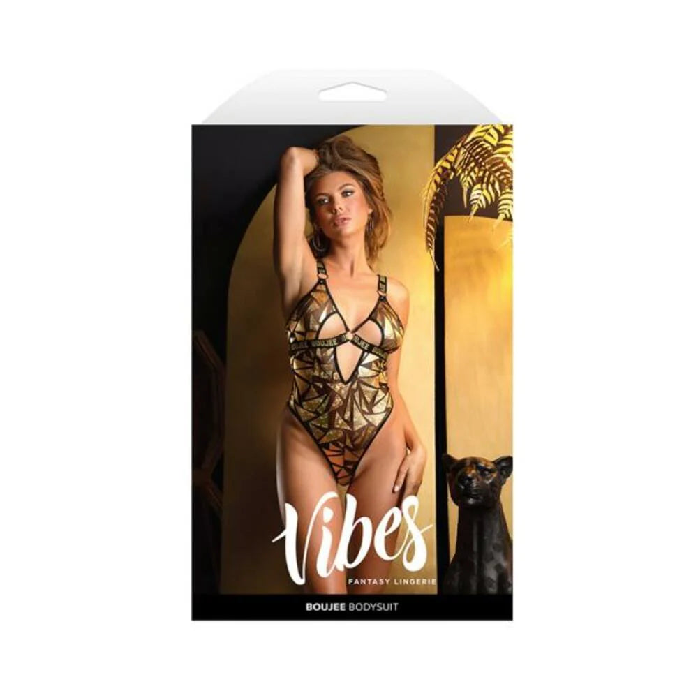 Fantasy Lingerie Vibes Boujee Cut-out Shattered Foil Mesh Bodysuit S/m