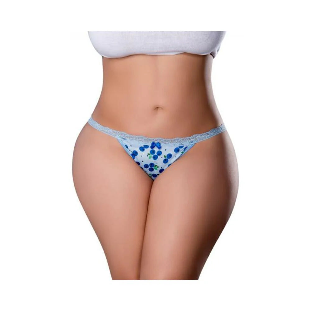 Magic Silk Sweet Treats Split Back & Crotchless Panty With Lube Blueberry Queen Size