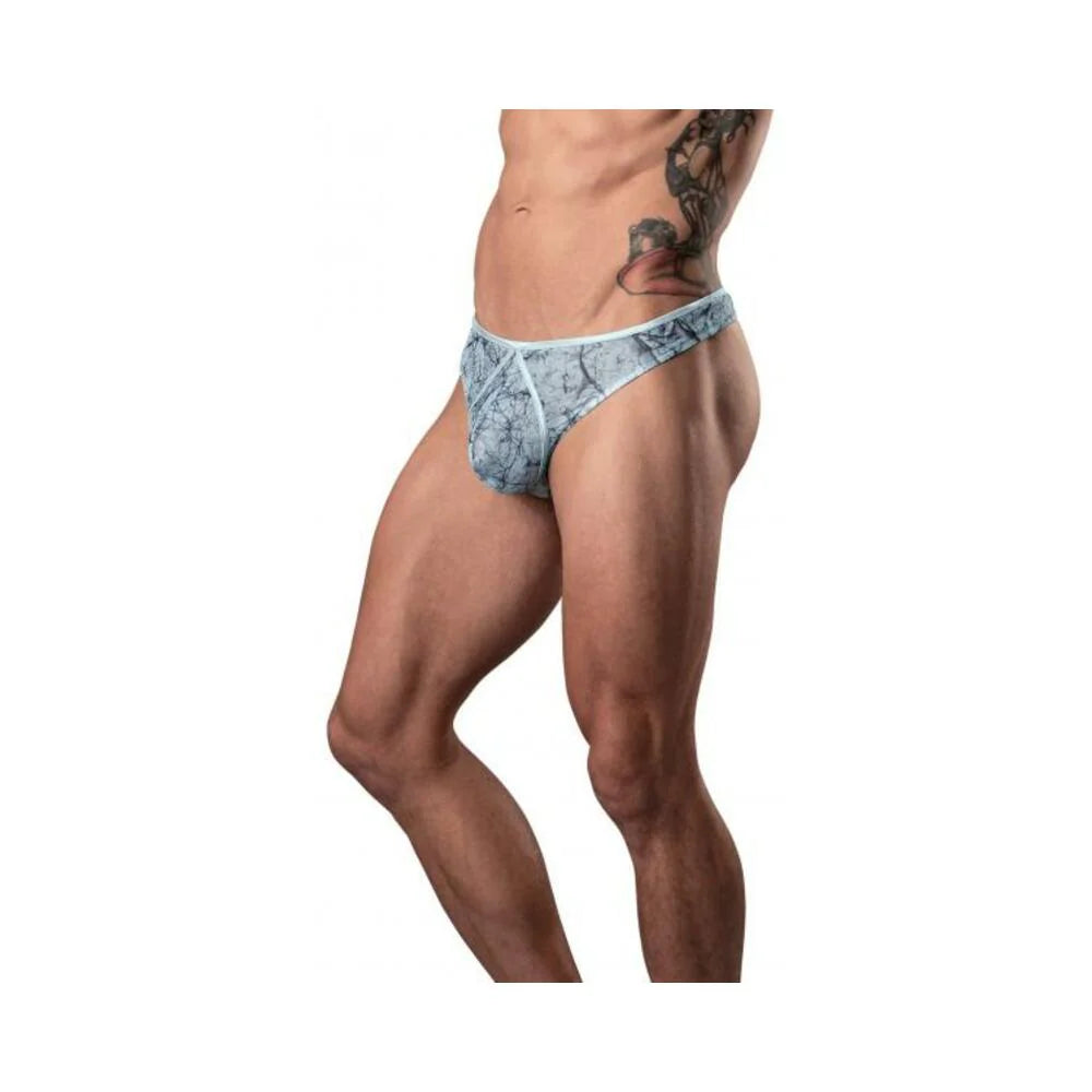Marble Mesh Mini Thong Light Blue S/m